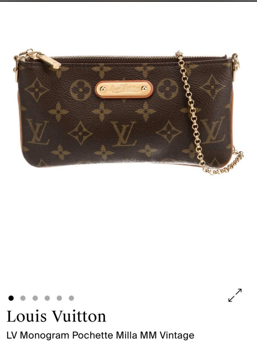 Louis Vuitton Brown Monogram Canvas Wristlet with Gold Chain - Picture 2 of 6